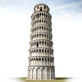 Leaning Tower of Pisa isolated on white Royalty Free Stock Photo
