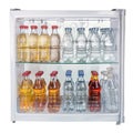 Mini-bar with various drinks, isolated on white Royalty Free Stock Photo
