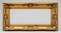 Ornate antique gold picture frame on grey background Royalty Free Stock Photo