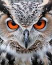 Close-Up of Owl With Orange Eyes Royalty Free Stock Photo