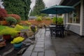 detailed image of a stone patio in a craftsman homes backyard