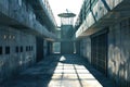 Detailed Image of Tall Guard Watchtower Within a Prison Complex Royalty Free Stock Photo