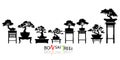 Set of Bonsai, Black silhouette of bonsai. Royalty Free Stock Photo