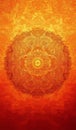 A detailed Indian mandala pattern set against an orange gradient background, intended for decoration. Royalty Free Stock Photo