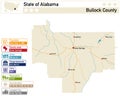 Infographic and map of Bullock County in Alabama USA
