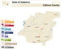 Infographic and map of Calhoun County in Alabama USA