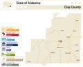 Infographic and map of Clay County in Alabama USA