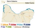 Infographic and map of Colbert County in Alabama USA Royalty Free Stock Photo