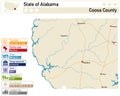 Infographic and map of Coosa County in Alabama USA Royalty Free Stock Photo