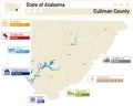 Infographic and map of Cullman County in Alabama USA Royalty Free Stock Photo