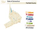 Map of Fairfield County in Connecticut USA Royalty Free Stock Photo