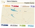 Infographic and map of Franklin County in Alabama USA