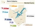 Map of Marshall County in Alabama USA