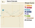 Map of Morgan County in Colorado USA