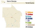 Detailed infographic and map of Terrell County in Georgia Royalty Free Stock Photo