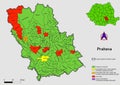 Map of Romania with administrative divisions of Prahova county map with communes, city, municipalities, county seats