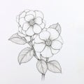 Detailed Ink Illustration: Primrose Drawing With Delicate Gold Detailing