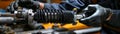 Detailed installation of car shock absorbers by mechanic Royalty Free Stock Photo