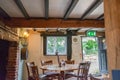 Detailed interior of an old, English traditional styled pub and restaurant in a rural location.