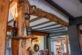 Detailed interior of an old, English traditional styled pub and restaurant in a rural location.