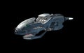 Detailed interstellar spaceship with afterburners isolated on black