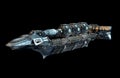 Detailed interstellar spaceship isolated on black