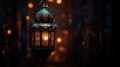 detailed and intricate Arabic lantern glowing in the dark Royalty Free Stock Photo