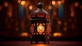 detailed and intricate Arabic lantern glowing in the dark Royalty Free Stock Photo