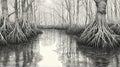 Detailed And Intricate Mangrove Drawing By Ricky Eichberger