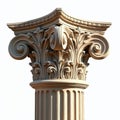 Detailed ionic column on white background. Greek classic architecture art. Strength, stability, heritage. Design element for Royalty Free Stock Photo
