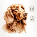 Detailed Irish Setter Dog Portrait Drawing In Light Red And Gold Royalty Free Stock Photo