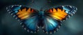 Detailed Isolated Graphic Resource: Turquoise Blue, Orange, and Black Butterfly. Concept Butterfly Royalty Free Stock Photo