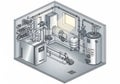 detailed isometric illustration of a boiler room featuring various Royalty Free Stock Photo