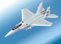 Detailed Isometric Vector Illustration of an F-15 Eagle Jet Fighter Airborne. Royalty Free Stock Photo