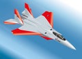 Detailed Isometric Vector Illustration of an F-15 Eagle Jet Fighter Airborne. Royalty Free Stock Photo