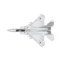 Detailed Isometric Vector Illustration of an F-16 Fighter Jet Airborne isolated on a white in EPS10 Royalty Free Stock Photo