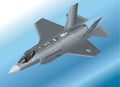 Detailed Isometric Vector Illustration of an F-35 Lightning II Fighter Jet