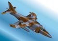 Detailed Isometric Vector Illustration of a US Marine Corp AV-8A / AV-8B Vertical Take Off Jet Fighter