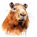 Detailed 8k Flat Drawing Of Capybara In Front View