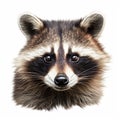 Detailed 8k Flat Drawing Of Raccoon Close-up On White Background Royalty Free Stock Photo