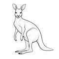 Detailed Kangaroo Silhouette Drawing: Dark And White Outline Of Anthropomorphic Animal