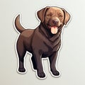 Detailed Labrador Retriever Dog Sticker In Dark Gray And Brown