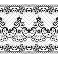 Seamless lace vector pattern - retro weddin style, ornamental repetitive design with flowers and swirls in black on white backgrou Royalty Free Stock Photo