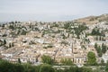 Detailed landscape photo of Albacin district, Granada old town, Andalusia, Spain 2019. White houses with tiled roofs surrounded by