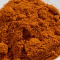 Close up shot of powdered paprika spice