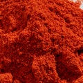 Close up shot of powdered paprika spice