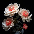 Detailed Layered Peonies: Japanese Paper Sculpture Photography