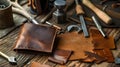 Detailed Leathercraft Workshop Setup and Tools Royalty Free Stock Photo