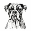 Detailed Line Drawing Of Boxer Dog In Nikon D850 Style