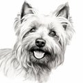 Detailed Line Drawing Of A Cairn Terrier In Artgerm Style